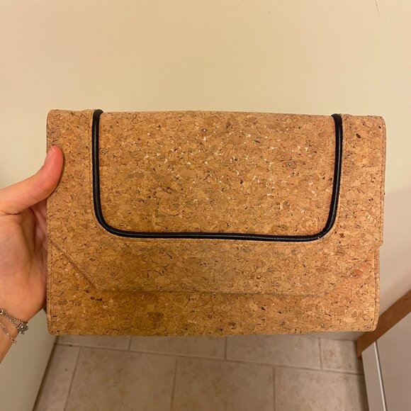 Cork Envelope Clutch Crossbody Convertible Vintage Cork Bag - Picture 5 of 7